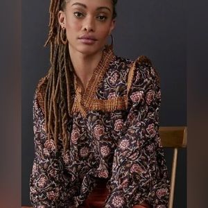 Anthropologie Othilia Sera Floral Ruffled Blouse